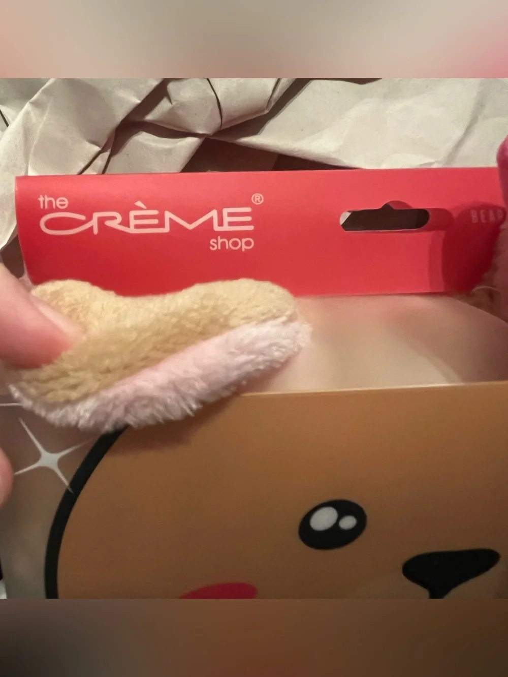 The Crème Shop 3D Teddy Plushie Spa Headband- Pink Accents